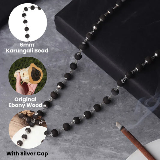 Karungali Malai Silver Cap Plated Necklace with Certification premium quality