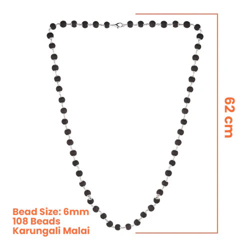 Karungali Malai Silver Cap Plated Necklace with Certification premium quality